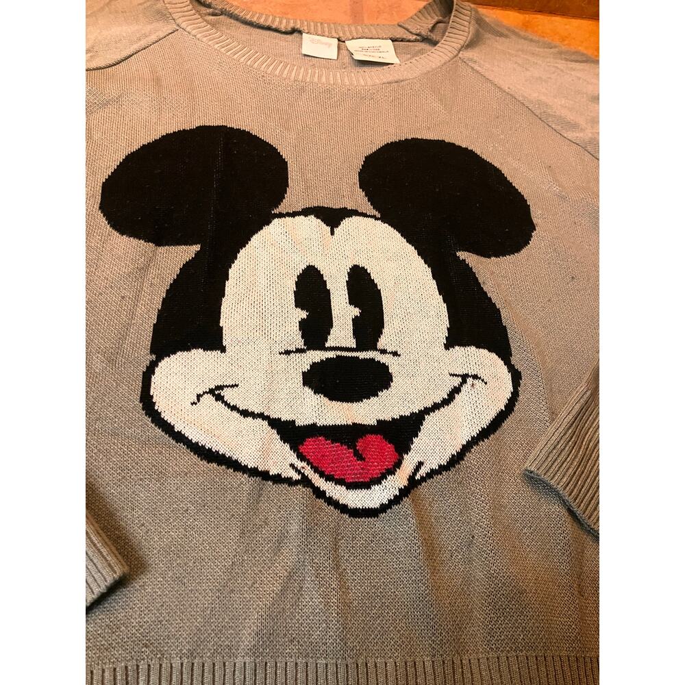 Disney Mickey Mouse Sweater Top XL Women's Gray Grey Long‎ Sleeve - Picture 4 of 6